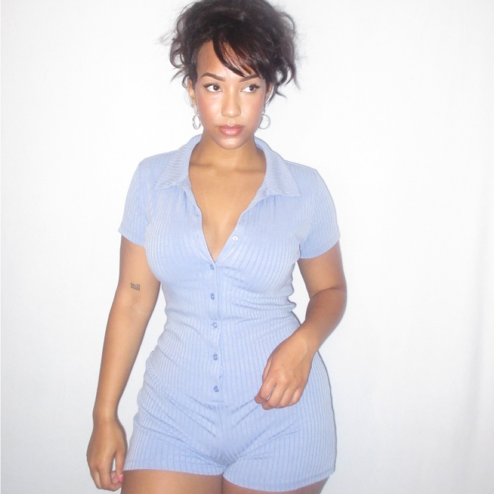 Blue Blue Short Sleeve Romper